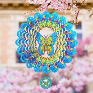 Butterfly Wind Spinners for Yard and Garden, 3D Spinning Hanging Outdoor Metal